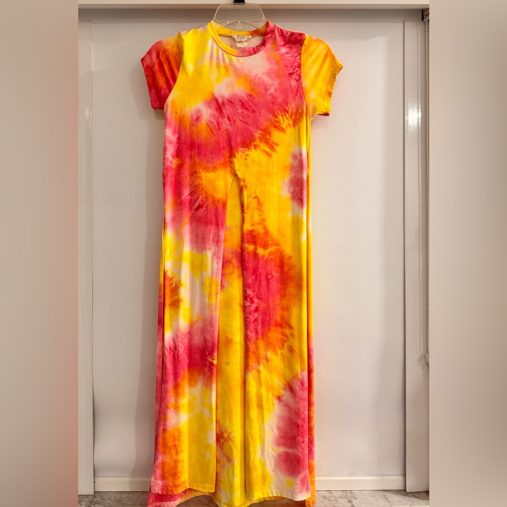 Bright and Bold Tie-Dye High-Low Shirt - medium to large